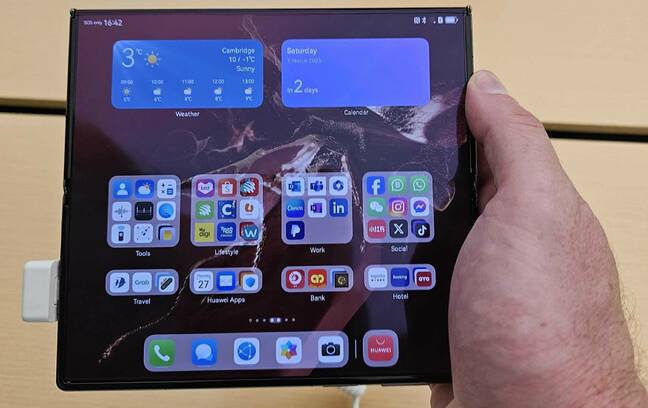 The Huawei Mate XT with just two screens deployed